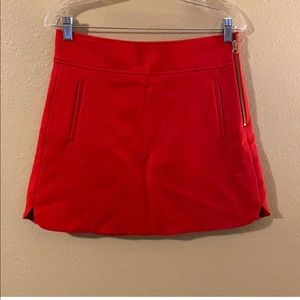 J CREW Wool Skirt Side Zip Red Lined A Line Mini Welt Pocket Career Holiday